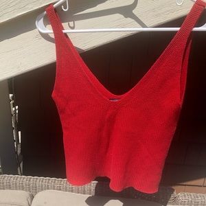 Brandy Melville Red Sleeveless Sweater Top